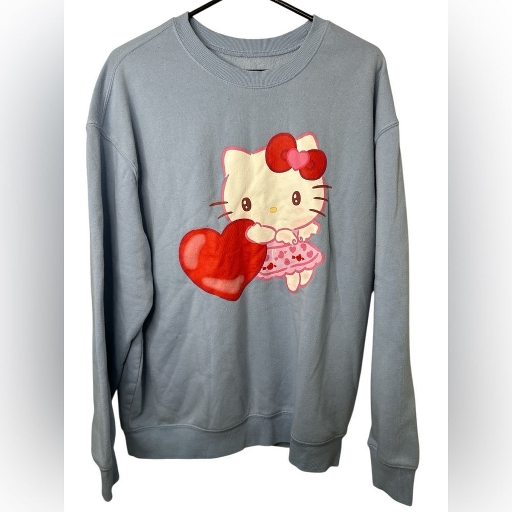 Valentine's Day Hello Kitty Heart Graphic Sweatshirt - Blue XXL